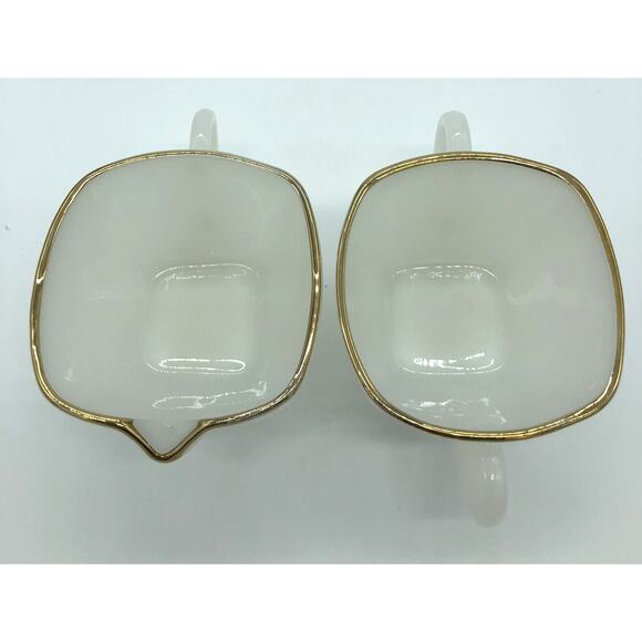 Vintage Anchor Hocking Fire King Charm White Milk Glass Creamer Open Sugar Bowl - Picture 3 of 4